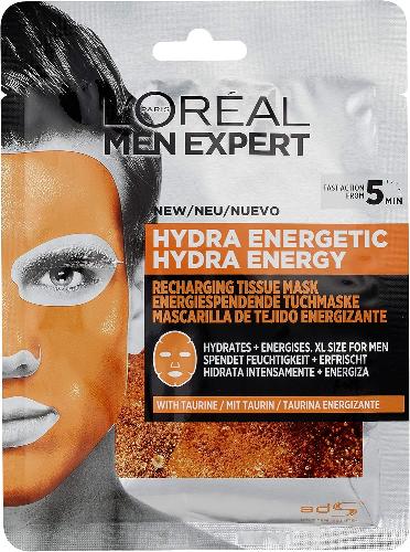 Mascarilla En Tela L'Oréal Paris Men Expert Hydra Energetic 30G Naranja