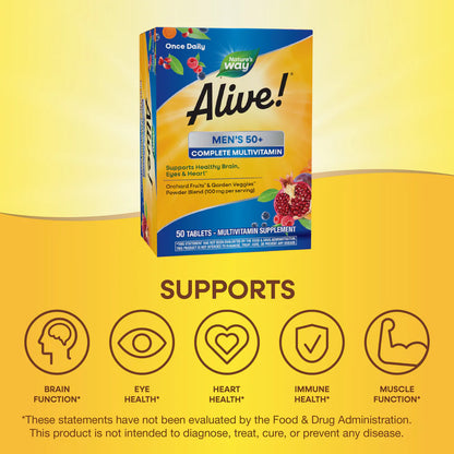 Multivitaminico Alive! Mens 50+ B-Vitamins 50 Tabletas