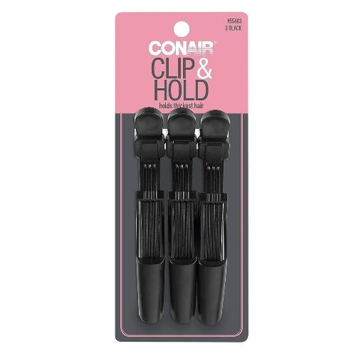 Conair Clip & Hold, negro - 3 unidades